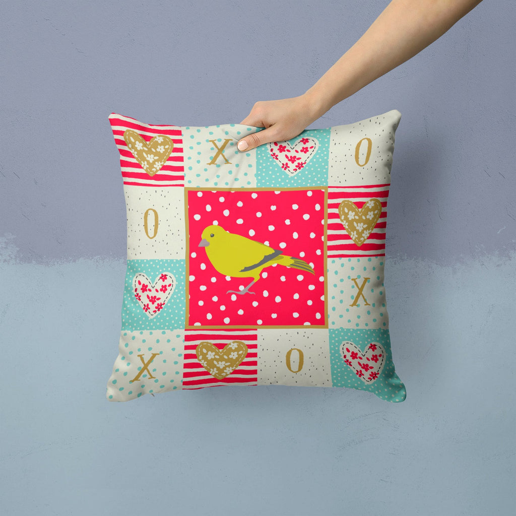 London Canary Love Decorative Throw Pillow 14x14 Indoor Outdoor Accent Cushion, Fabric Cover with Insert for Sofa, Bed, Porch & Living Room