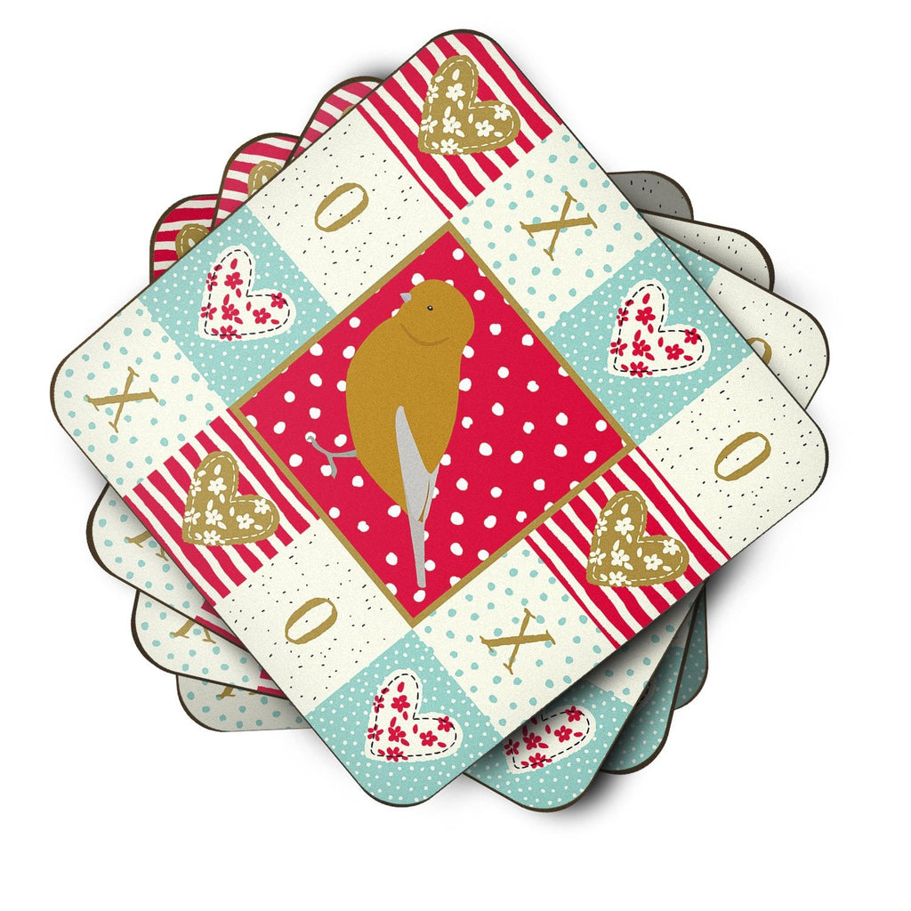 Norwich Canary Love Foam Coasters Set of 4 Cup Coasters for Indoor Outdoor, Tabletop Protection, Anti Slip, Mouse pad Material