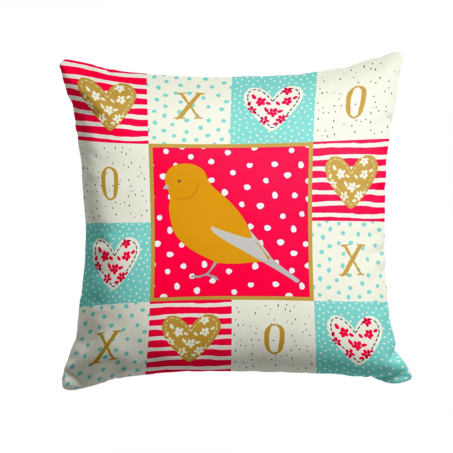 Norwich Canary Love Decorative Throw Pillow 14x14 Indoor Outdoor Accent Cushion, Fabric Cover with Insert for Sofa, Bed, Porch & Living Room