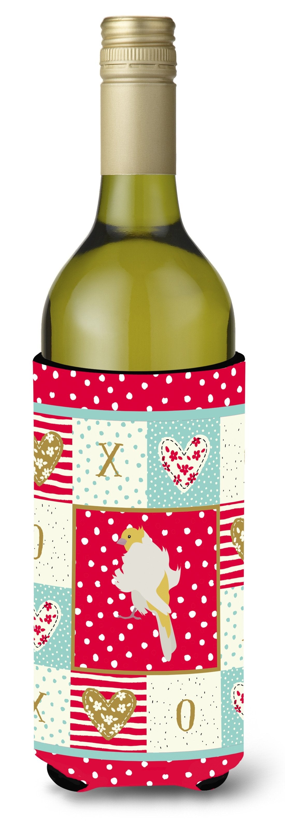 Parisian Trumpeter Canary Love Wine Bottle Hugger Gift Sleeve for Standard 750 ml Bottles, Insulated Reusable Also Fits Mini Shot & Pint Bottles