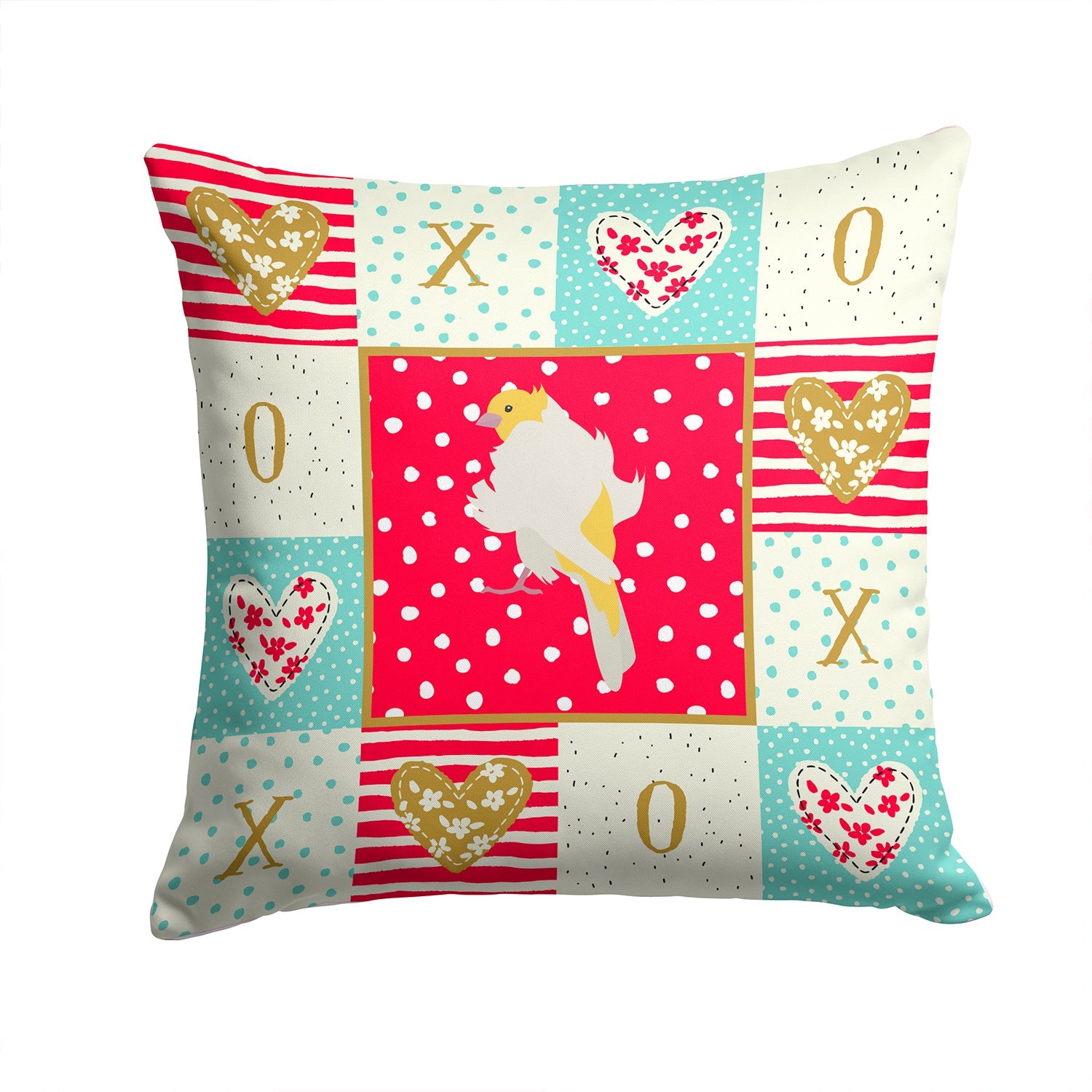 Parisian Trumpeter Canary Love Decorative Throw Pillow 14x14 Indoor Outdoor Accent Cushion, Fabric Cover with Insert for Sofa, Bed, Porch & Living Room