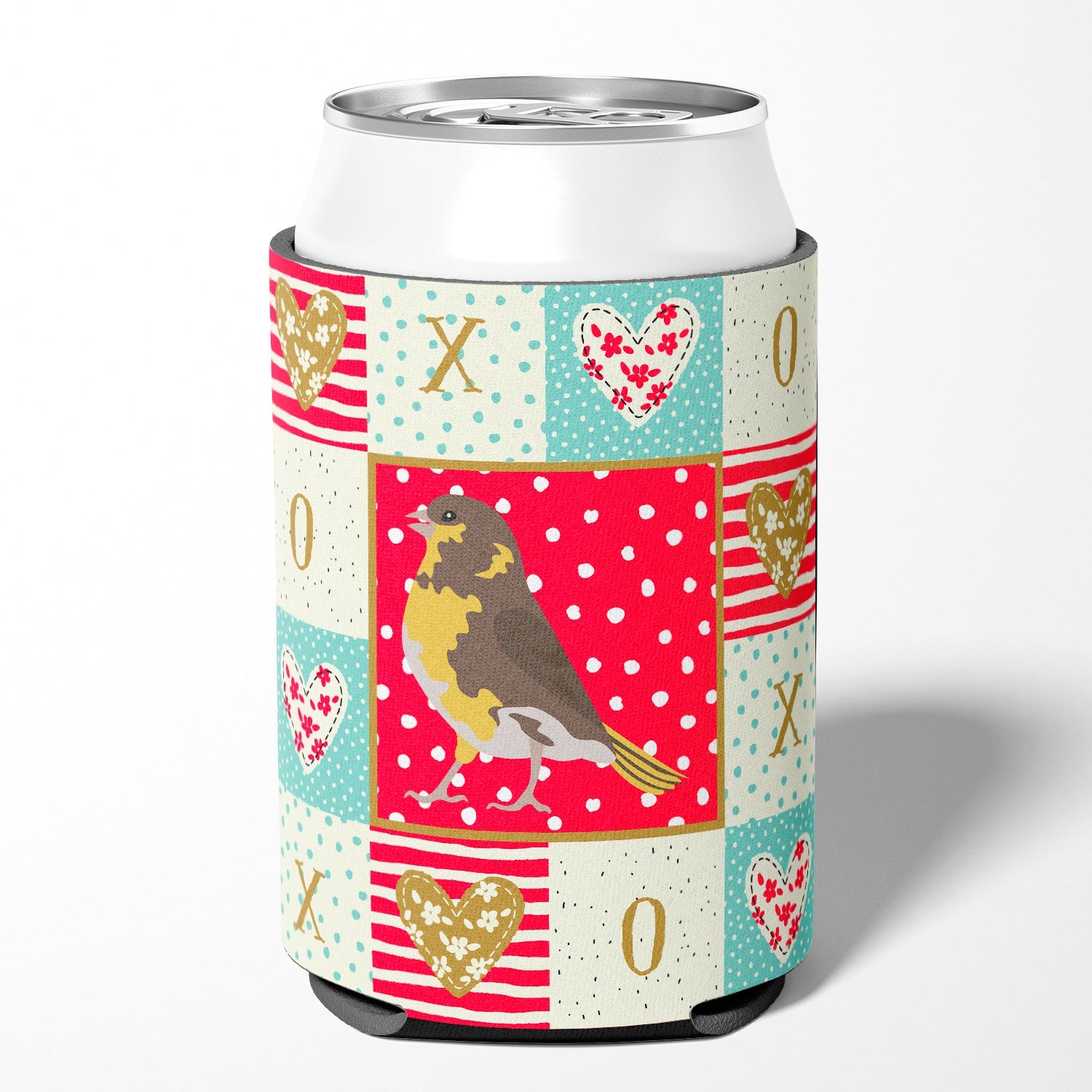 Spanish Canary Love Can or Bottle Hugger Cooler Sleeve for Standard 12 oz Cans, Insulated Foam Beer & Soda Can Hugger Reusable
