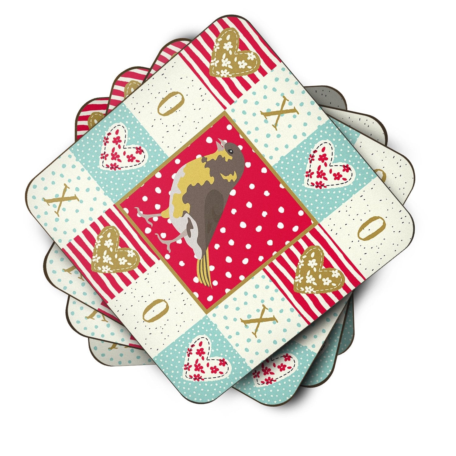 Spanish Canary Love Foam Coasters Set of 4 Cup Coasters for Indoor Outdoor, Tabletop Protection, Anti Slip, Mouse pad Material