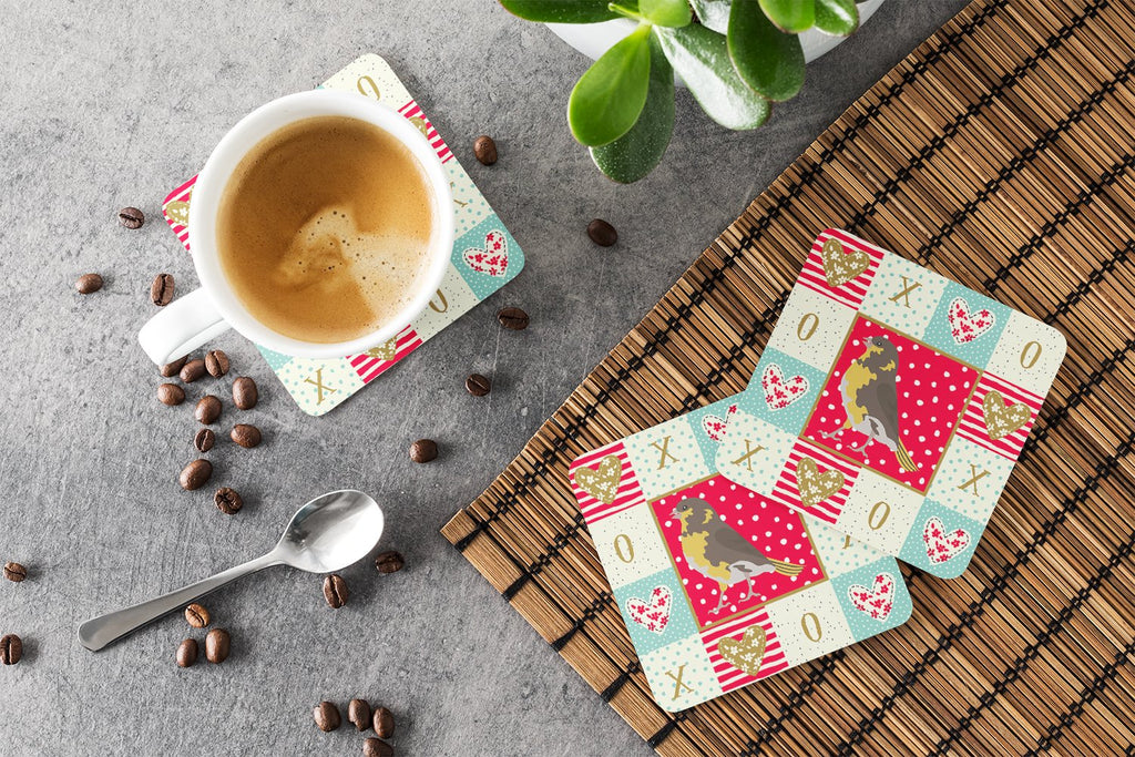 Spanish Canary Love Foam Coasters Set of 4 Cup Coasters for Indoor Outdoor, Tabletop Protection, Anti Slip, Mouse pad Material