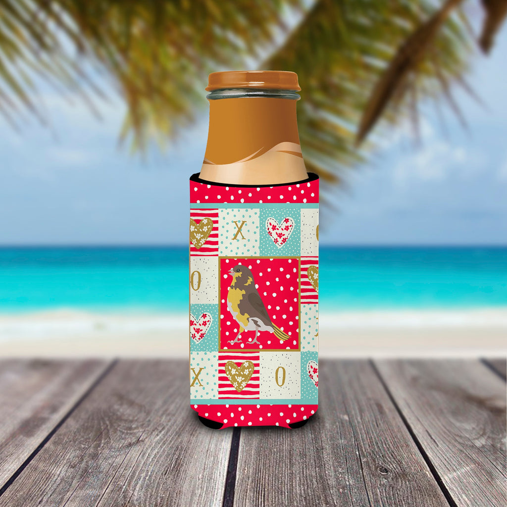 Spanish Canary Love Slim Can Hugger , Insulated Foam Hugger for 12 oz Slim Cans, Beer Bottles & Water Bottles, Printed in USA