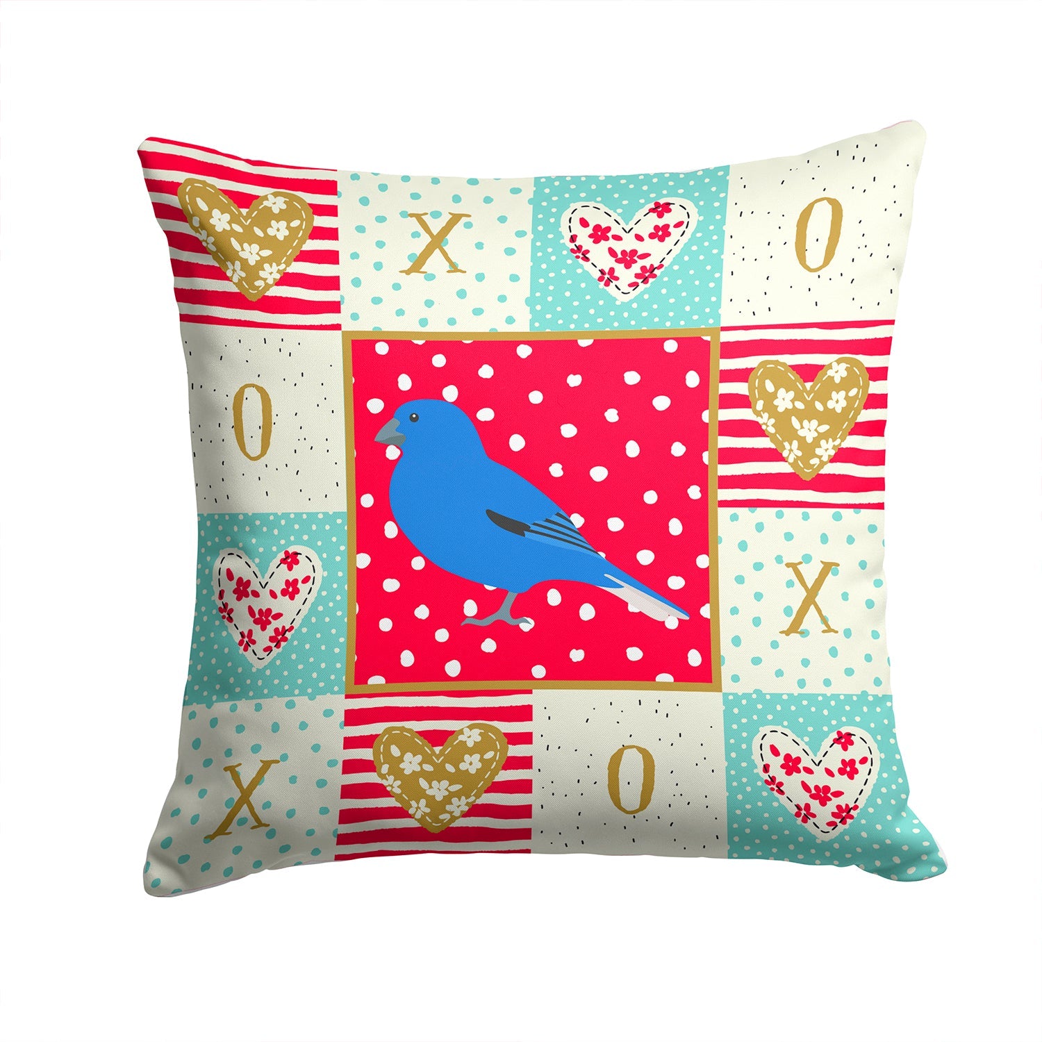 Bunting Love Decorative Throw Pillow 14x14 Indoor Outdoor Accent Cushion, Fabric Cover with Insert for Sofa, Bed, Porch & Living Room