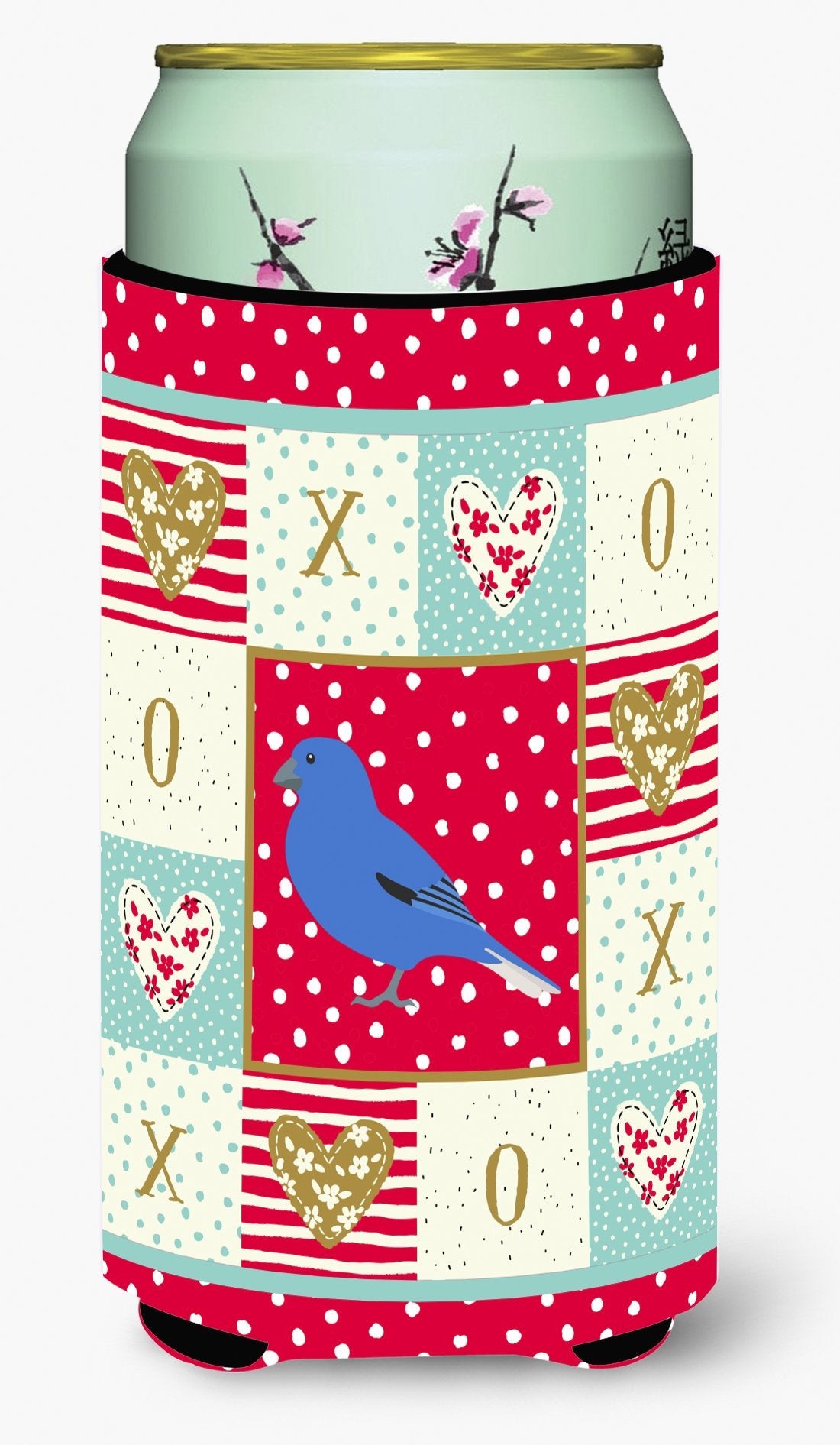 Bunting Love Tall Boy Hugger Can Cooler Sleeve Machine Washable Drink Collapsible Insulator Beverage Insulated Holder