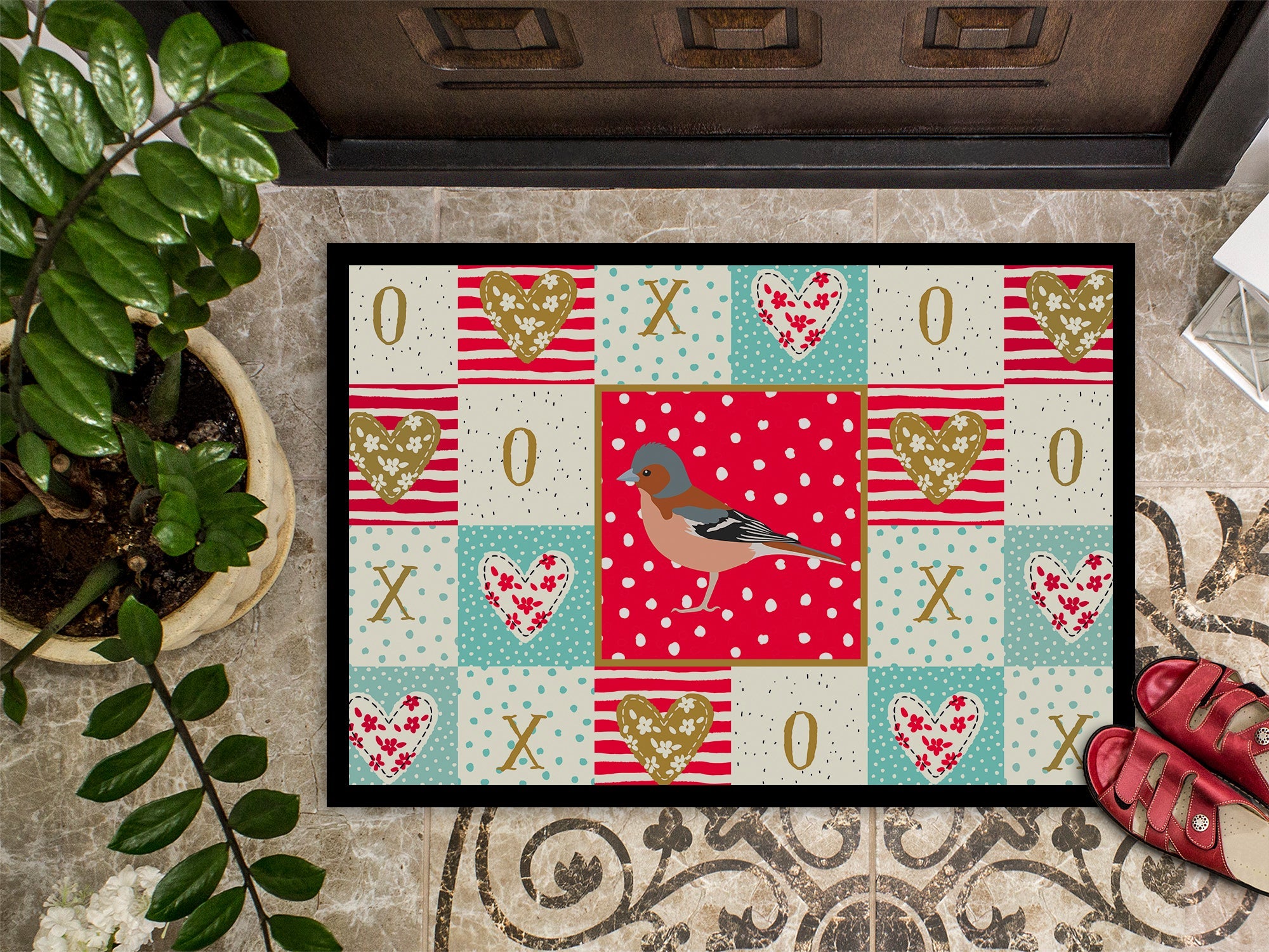 Finch Love Doormat Indoor Outdoor 18H X 27W Front Door Mat Rugs for Entryway, Non Slip Washable