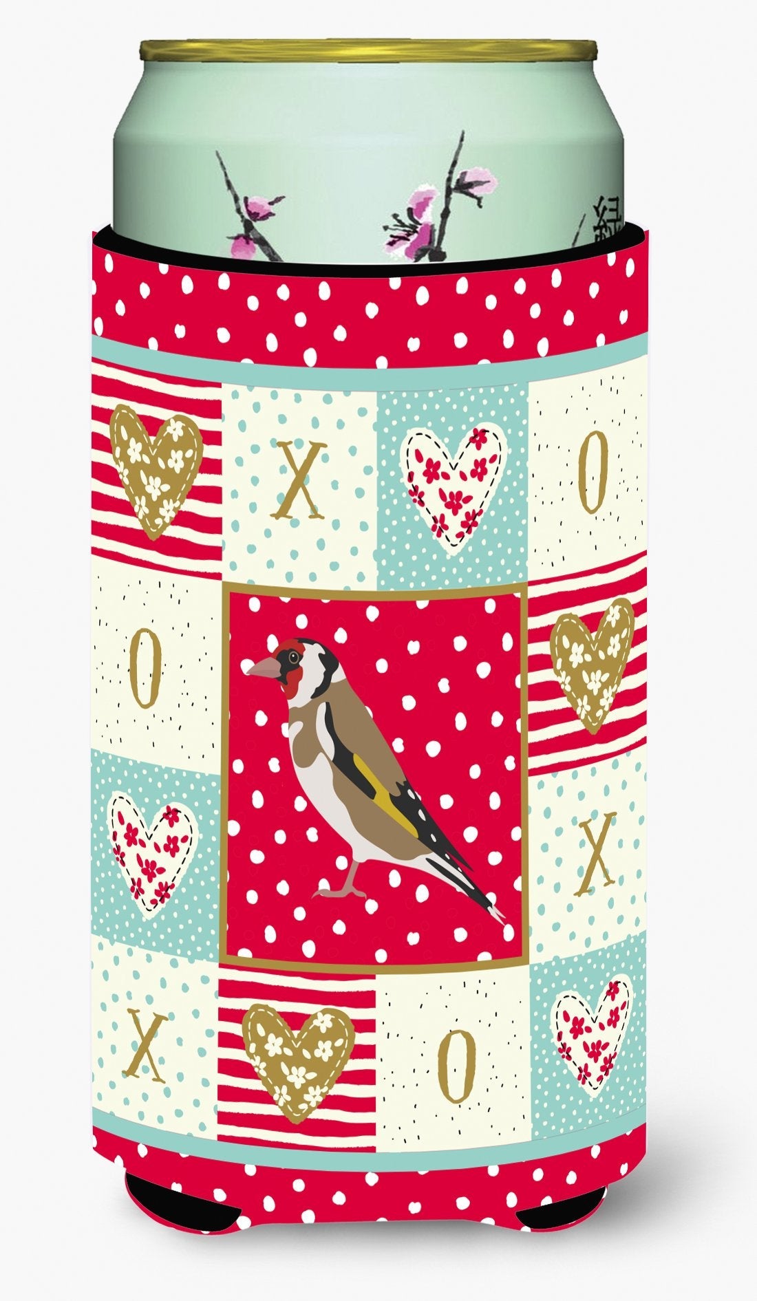Gold Finch Love Tall Boy Hugger Can Cooler Sleeve Machine Washable Drink Collapsible Insulator Beverage Insulated Holder