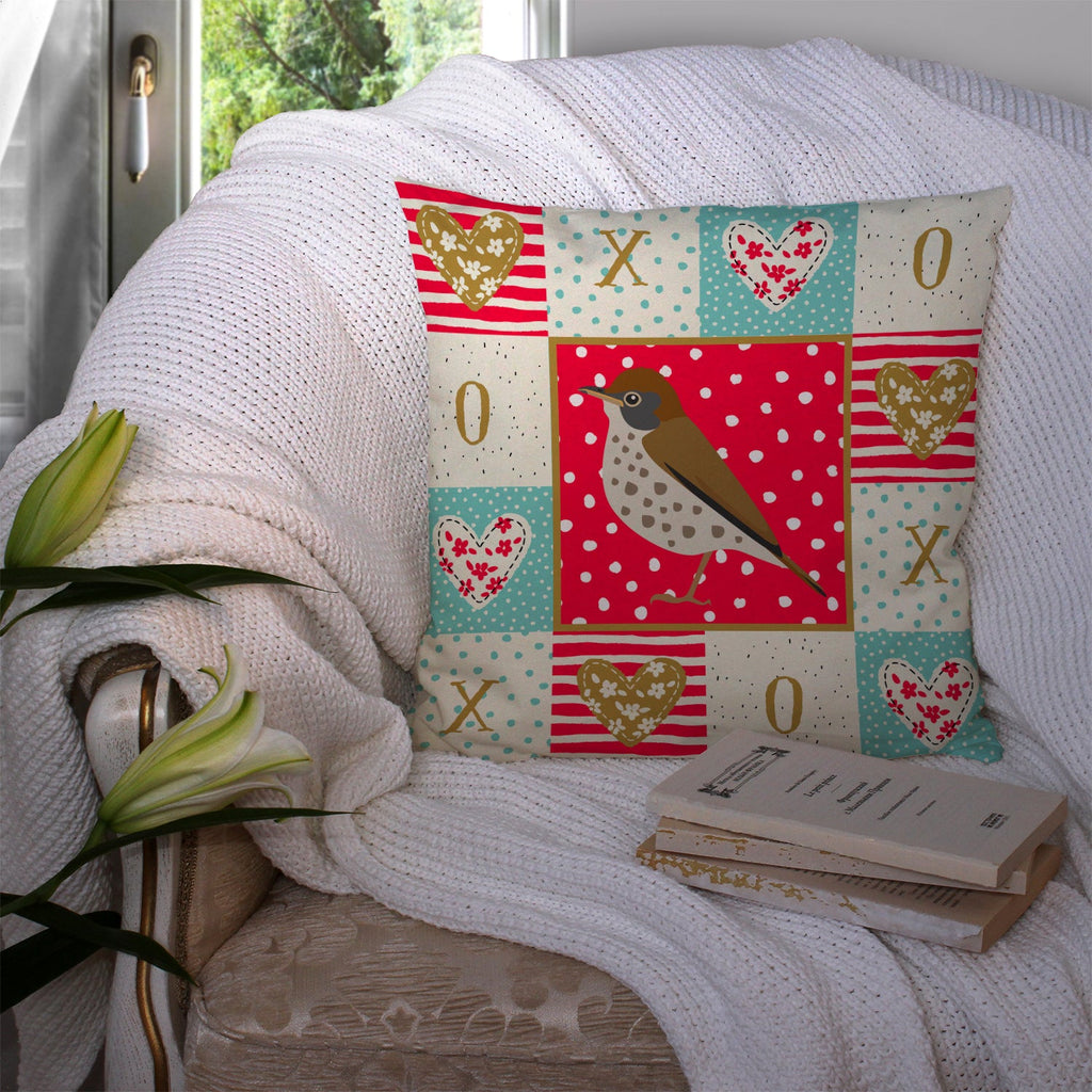 Thrush Love Decorative Throw Pillow 14x14 Indoor Outdoor Accent Cushion, Fabric Cover with Insert for Sofa, Bed, Porch & Living Room