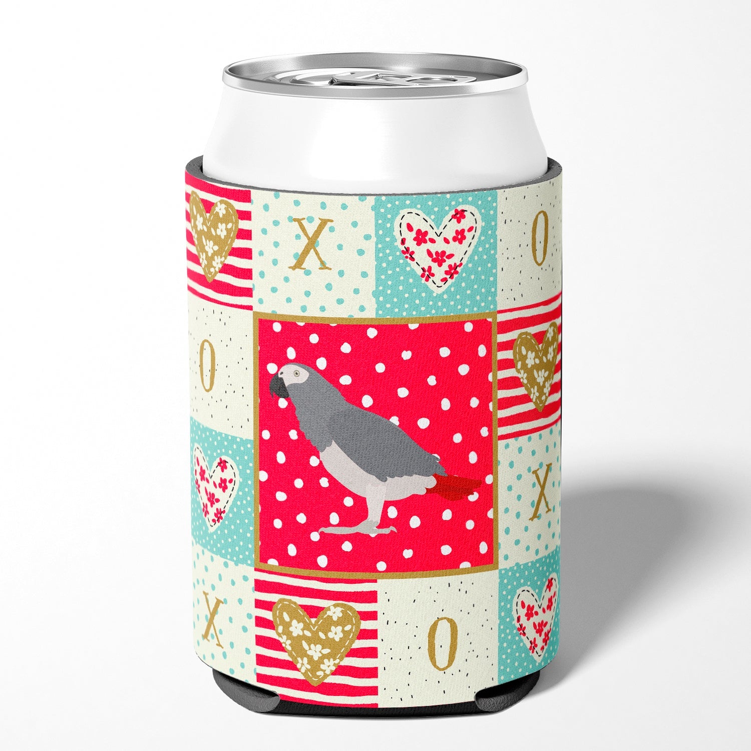 African Grey Parrot Love Can or Bottle Hugger Cooler Sleeve for Standard 12 oz Cans, Insulated Foam Beer & Soda Can Hugger Reusable