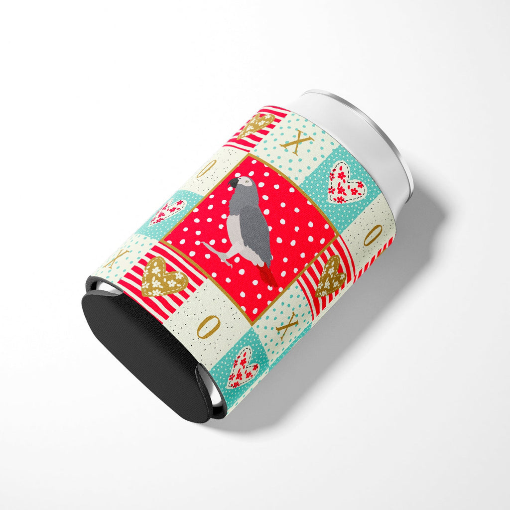 African Grey Parrot Love Can or Bottle Hugger Cooler Sleeve for Standard 12 oz Cans, Insulated Foam Beer & Soda Can Hugger Reusable