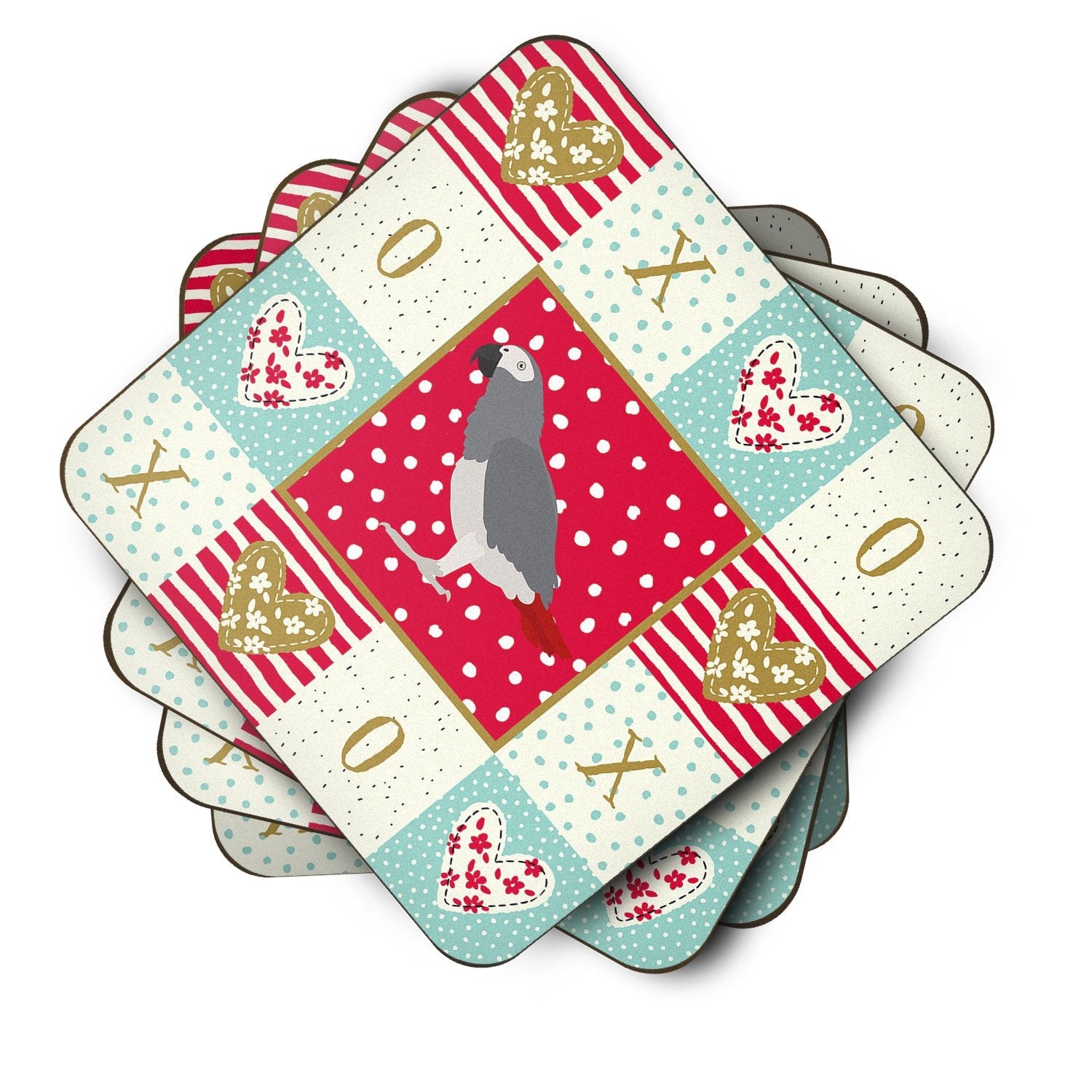 African Grey Parrot Love Foam Coasters Set of 4 Cup Coasters for Indoor Outdoor, Tabletop Protection, Anti Slip, Mouse pad Material