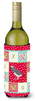 African Grey Parrot Love Wine Bottle Hugger Gift Sleeve for Standard 750 ml Bottles, Insulated Reusable Also Fits Mini Shot & Pint Bottles
