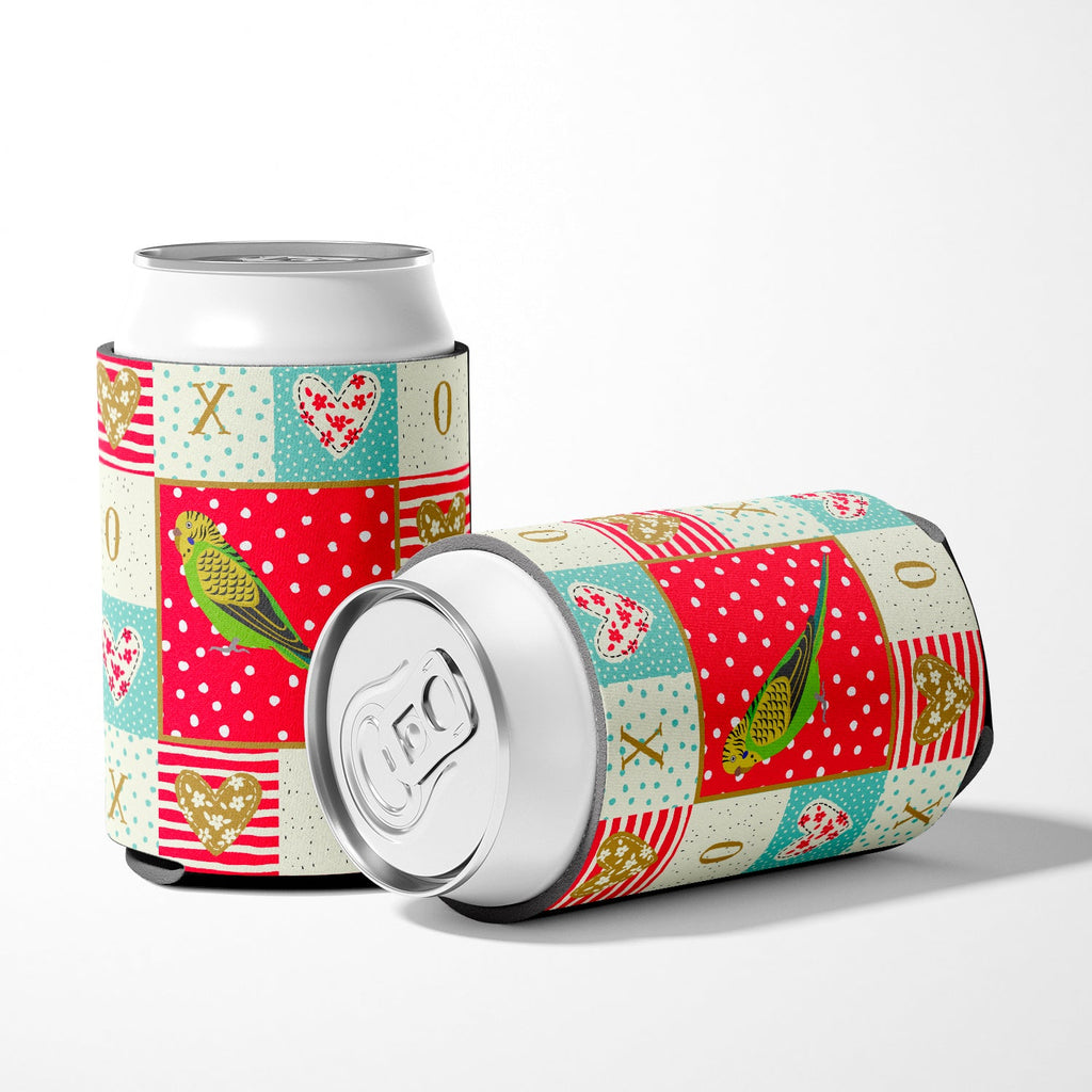 Budgerigar Love Can or Bottle Hugger Cooler Sleeve for Standard 12 oz Cans, Insulated Foam Beer & Soda Can Hugger Reusable