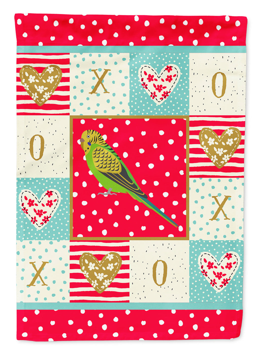 Budgerigar Love House Flag 28x40 Porch Sleeve Pole Decorative Outside Yard Banner Artwork Wall Hanging, Polyester