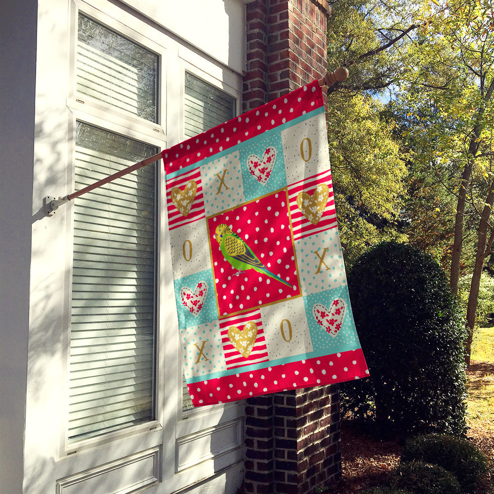 Budgerigar Love House Flag 28x40 Porch Sleeve Pole Decorative Outside Yard Banner Artwork Wall Hanging, Polyester