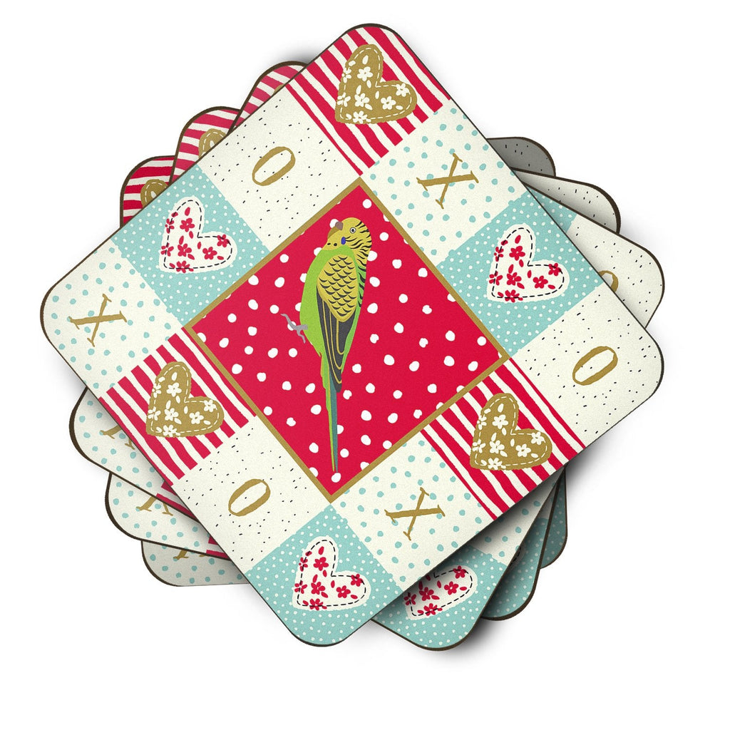 Budgerigar Love Foam Coasters Set of 4 Cup Coasters for Indoor Outdoor, Tabletop Protection, Anti Slip, Mouse pad Material