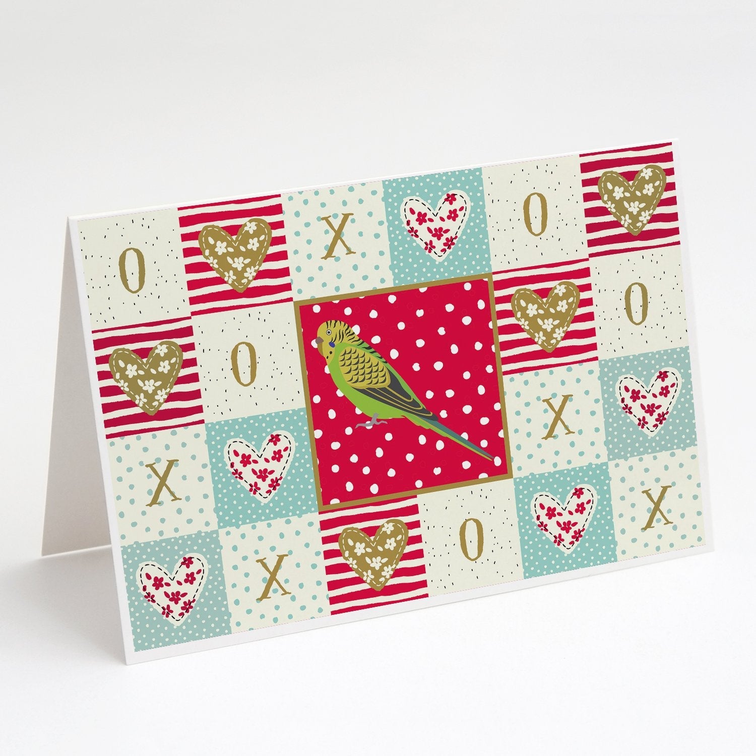 Budgerigar Love Greeting Cards Pack of 8 Blank Cards with Envelopes Whimsical A7 Size 5x7