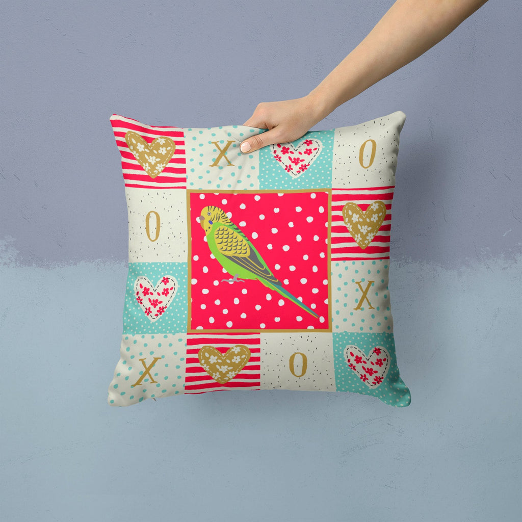 Budgerigar Love Decorative Throw Pillow 14x14 Indoor Outdoor Accent Cushion, Fabric Cover with Insert for Sofa, Bed, Porch & Living Room