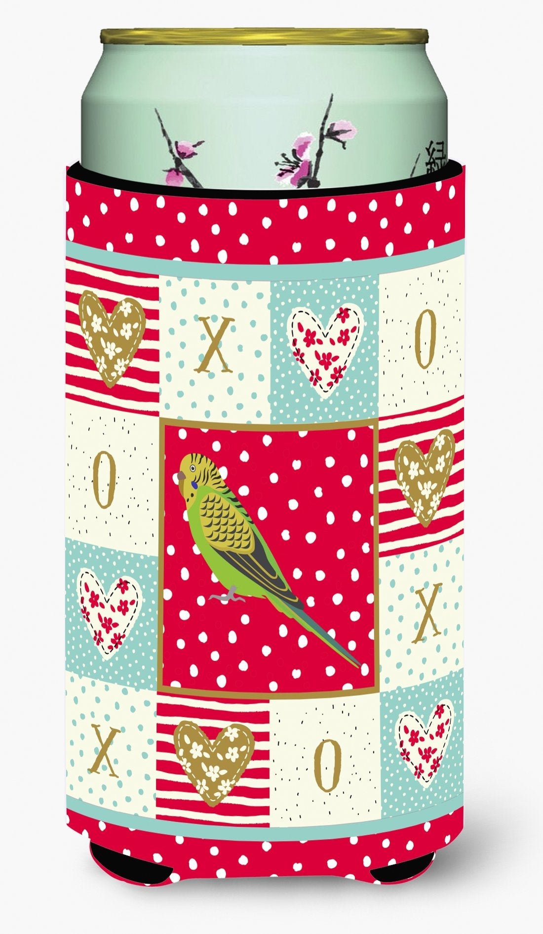 Budgerigar Love Tall Boy Hugger Can Cooler Sleeve Machine Washable Drink Collapsible Insulator Beverage Insulated Holder