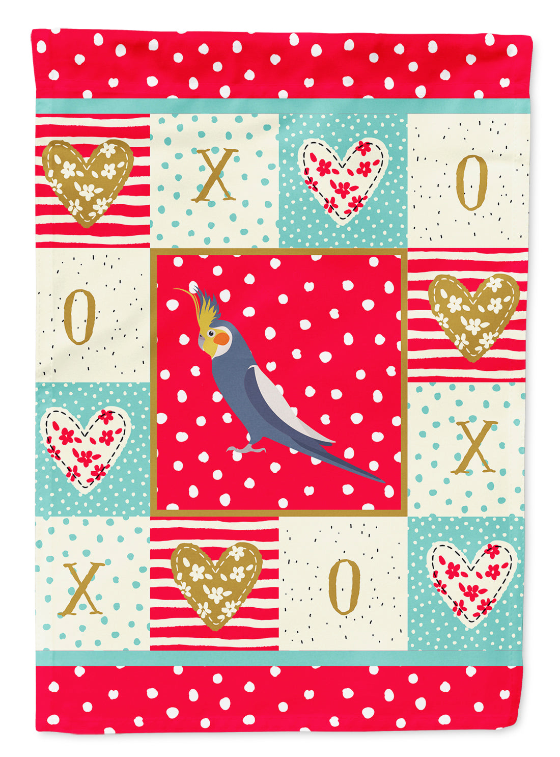 Cockatiel Love House Flag 28x40 Porch Sleeve Pole Decorative Outside Yard Banner Artwork Wall Hanging, Polyester