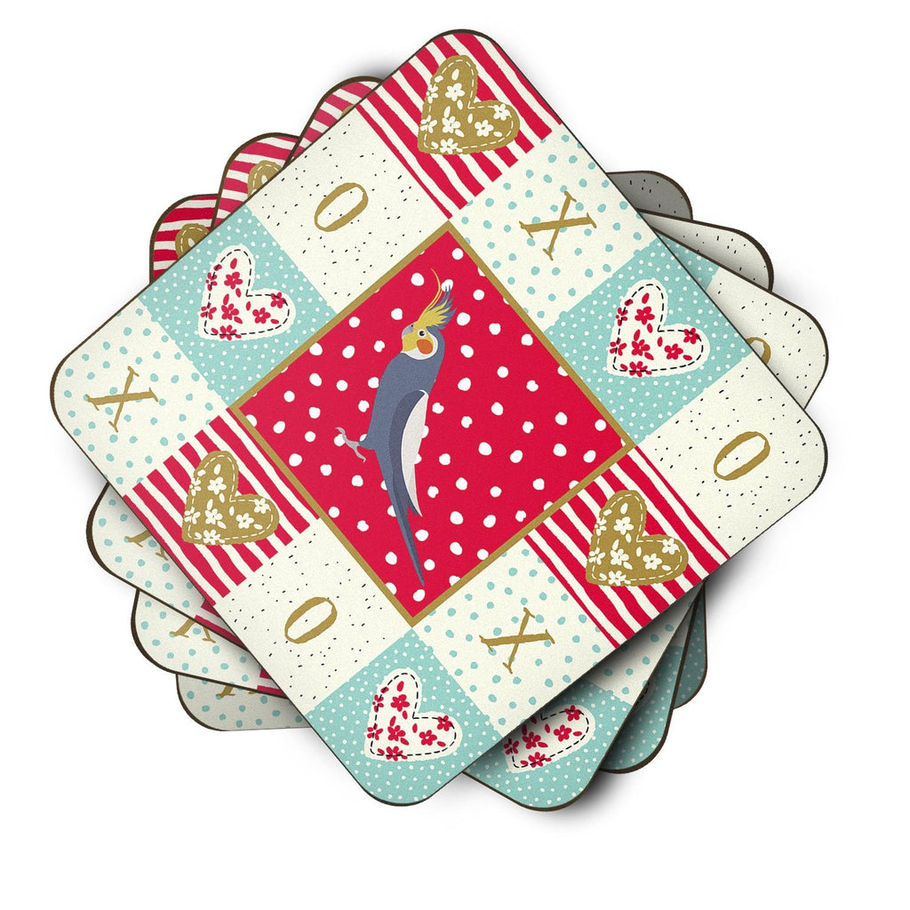 Cockatiel Love Foam Coasters Set of 4 Cup Coasters for Indoor Outdoor, Tabletop Protection, Anti Slip, Mouse pad Material