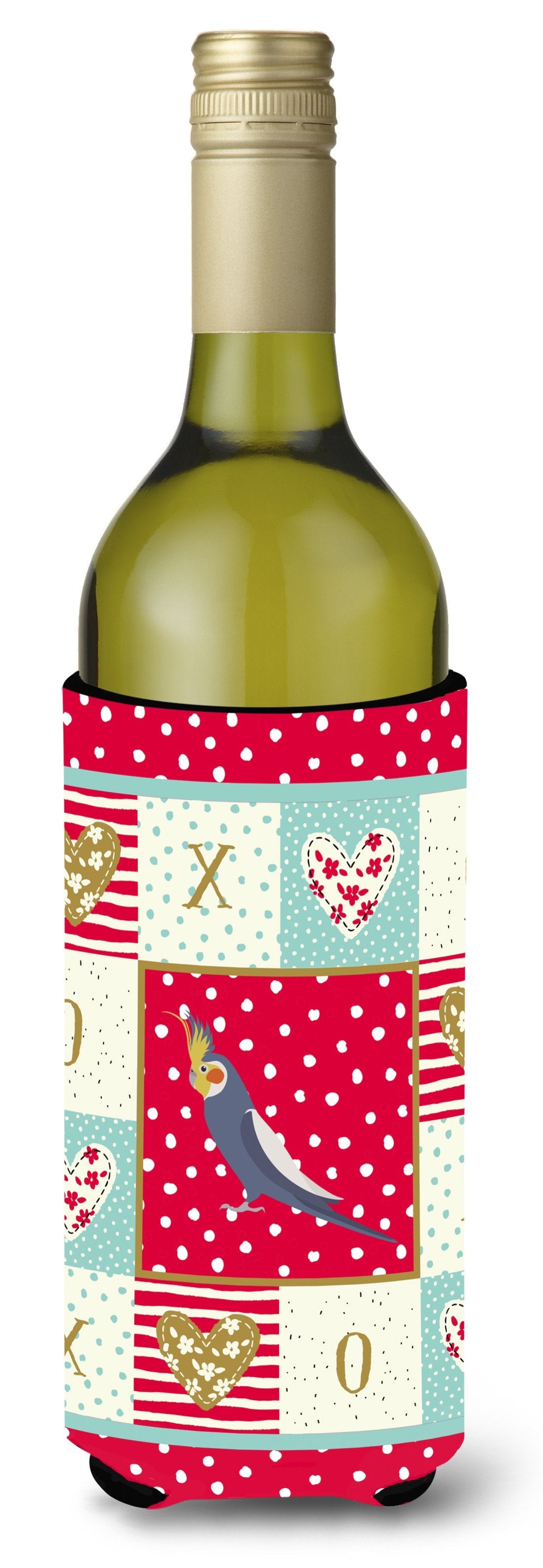 Cockatiel Love Wine Bottle Hugger Gift Sleeve for Standard 750 ml Bottles, Insulated Reusable Also Fits Mini Shot & Pint Bottles