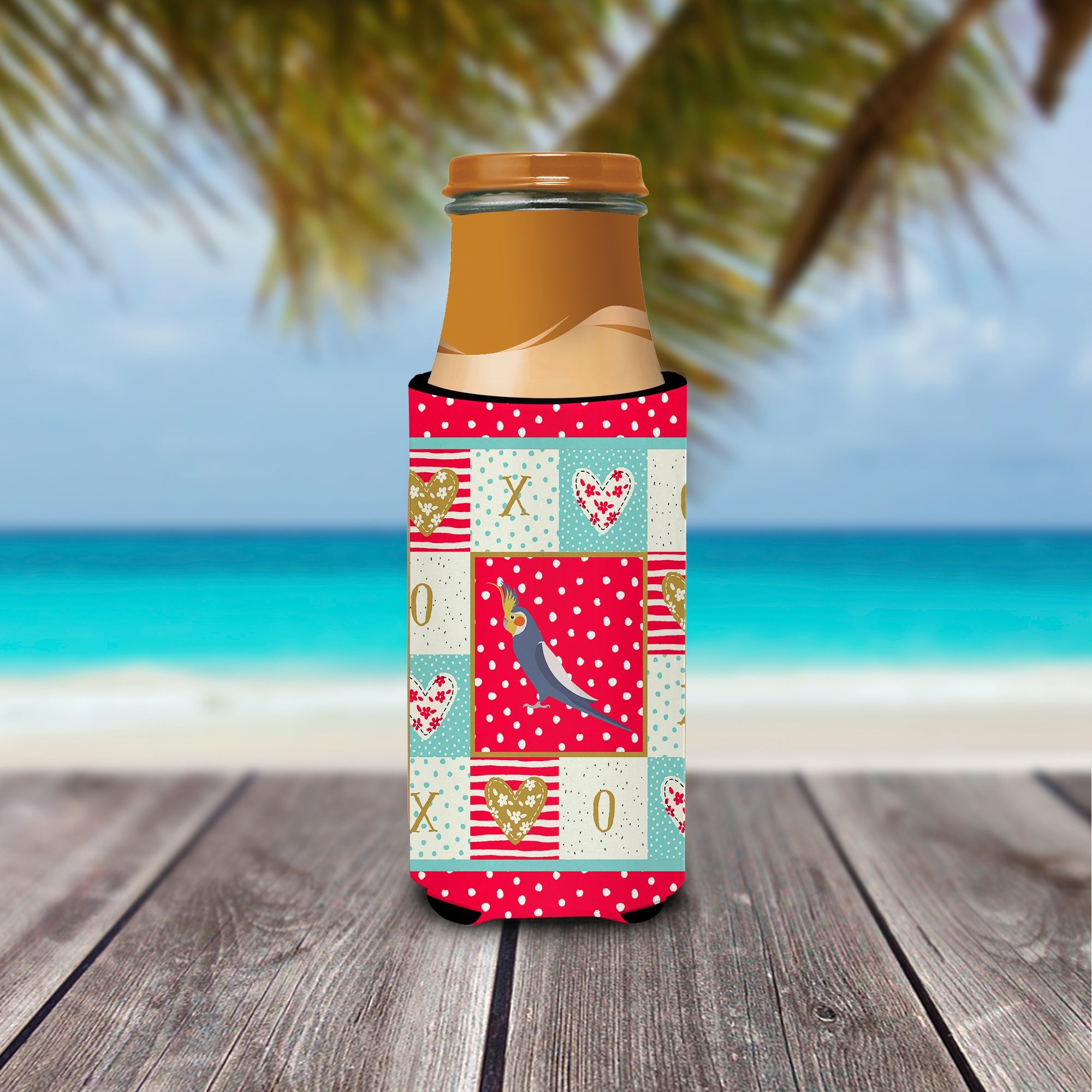 Cockatiel Love Slim Can Hugger , Insulated Foam Hugger for 12 oz Slim Cans, Beer Bottles & Water Bottles, Printed in USA