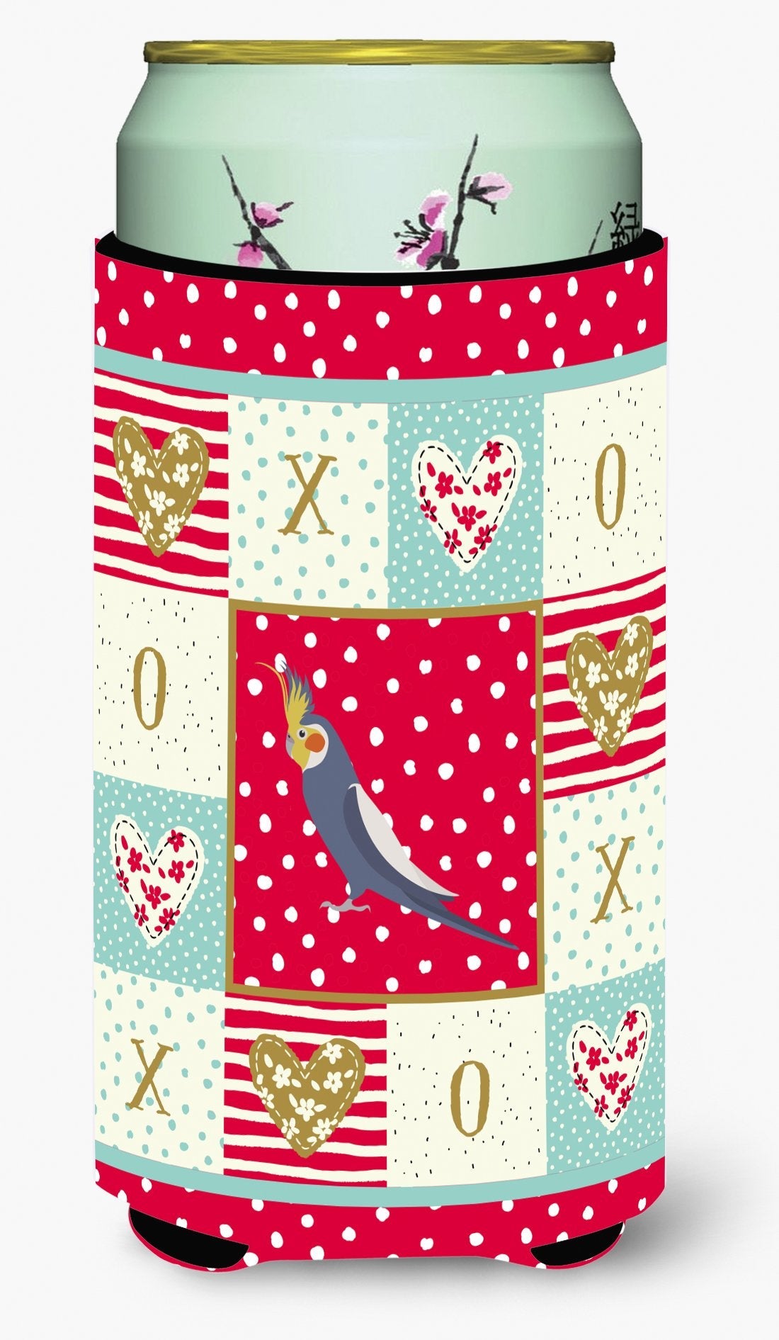 Cockatiel Love Tall Boy Hugger Can Cooler Sleeve Machine Washable Drink Collapsible Insulator Beverage Insulated Holder