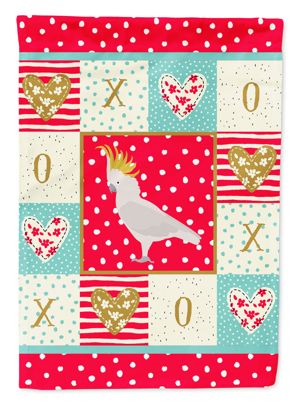 Cockatoo Love House Flag 28x40 Porch Sleeve Pole Decorative Outside Yard Banner Artwork Wall Hanging, Polyester