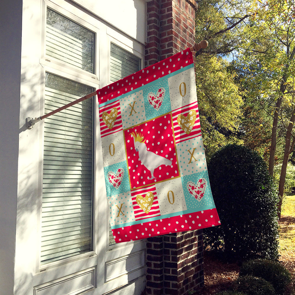 Cockatoo Love House Flag 28x40 Porch Sleeve Pole Decorative Outside Yard Banner Artwork Wall Hanging, Polyester