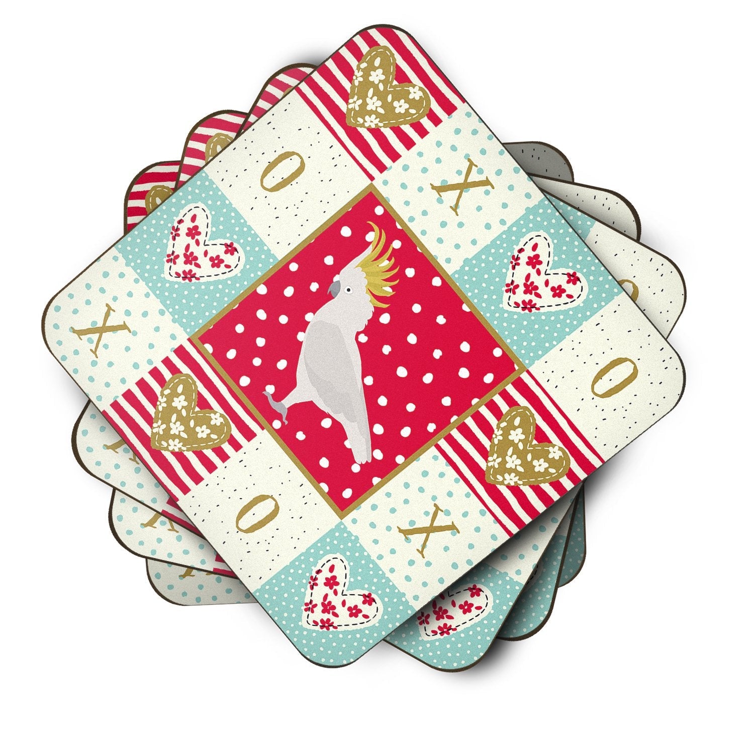 Cockatoo Love Foam Coasters Set of 4 Cup Coasters for Indoor Outdoor, Tabletop Protection, Anti Slip, Mouse pad Material