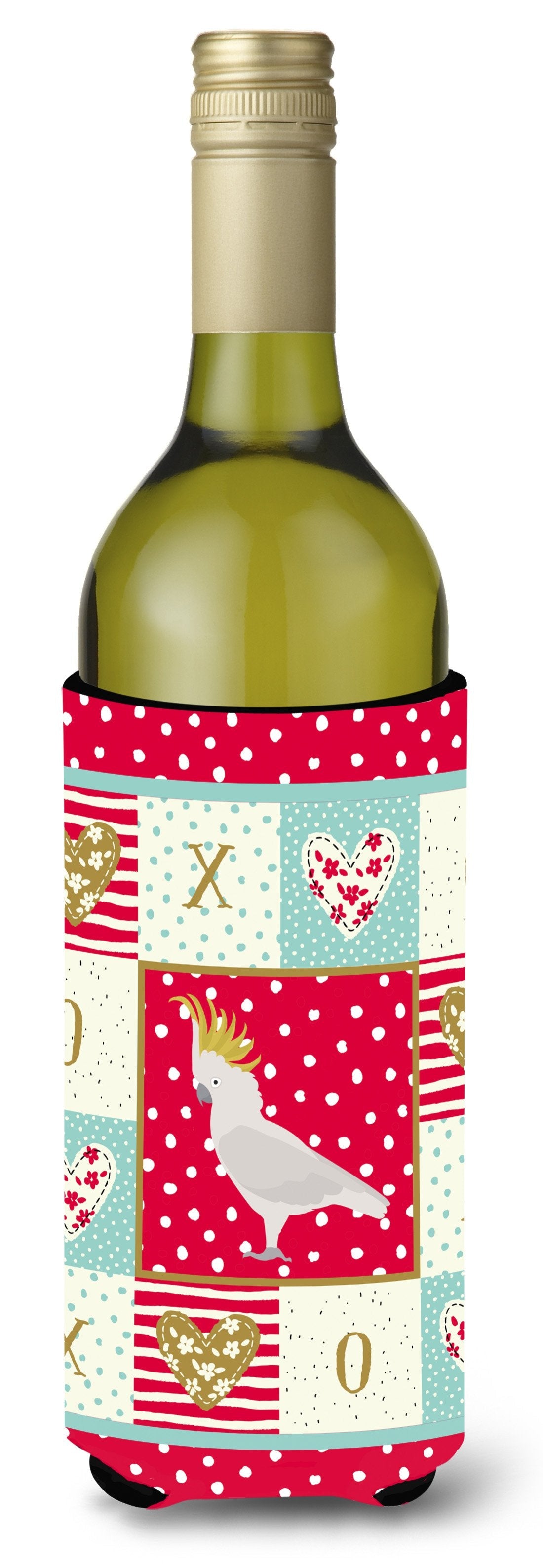 Cockatoo Love Wine Bottle Hugger Gift Sleeve for Standard 750 ml Bottles, Insulated Reusable Also Fits Mini Shot & Pint Bottles