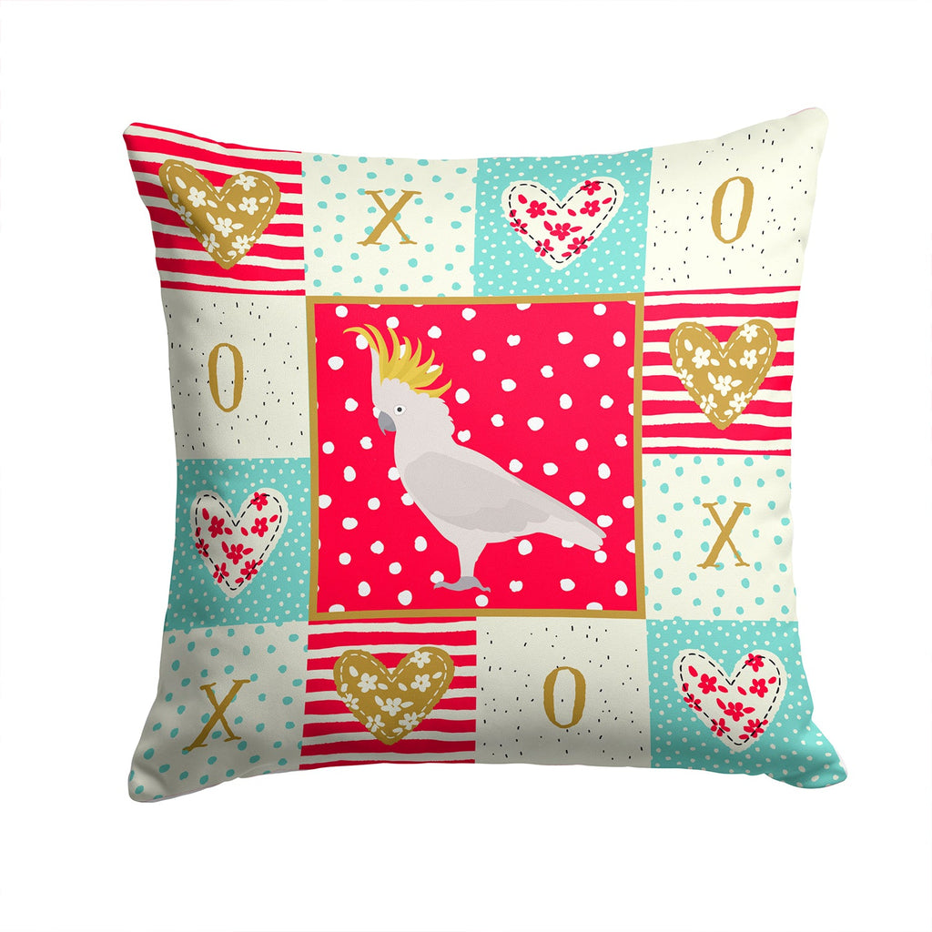 Cockatoo Love Decorative Throw Pillow 14x14 Indoor Outdoor Accent Cushion, Fabric Cover with Insert for Sofa, Bed, Porch & Living Room