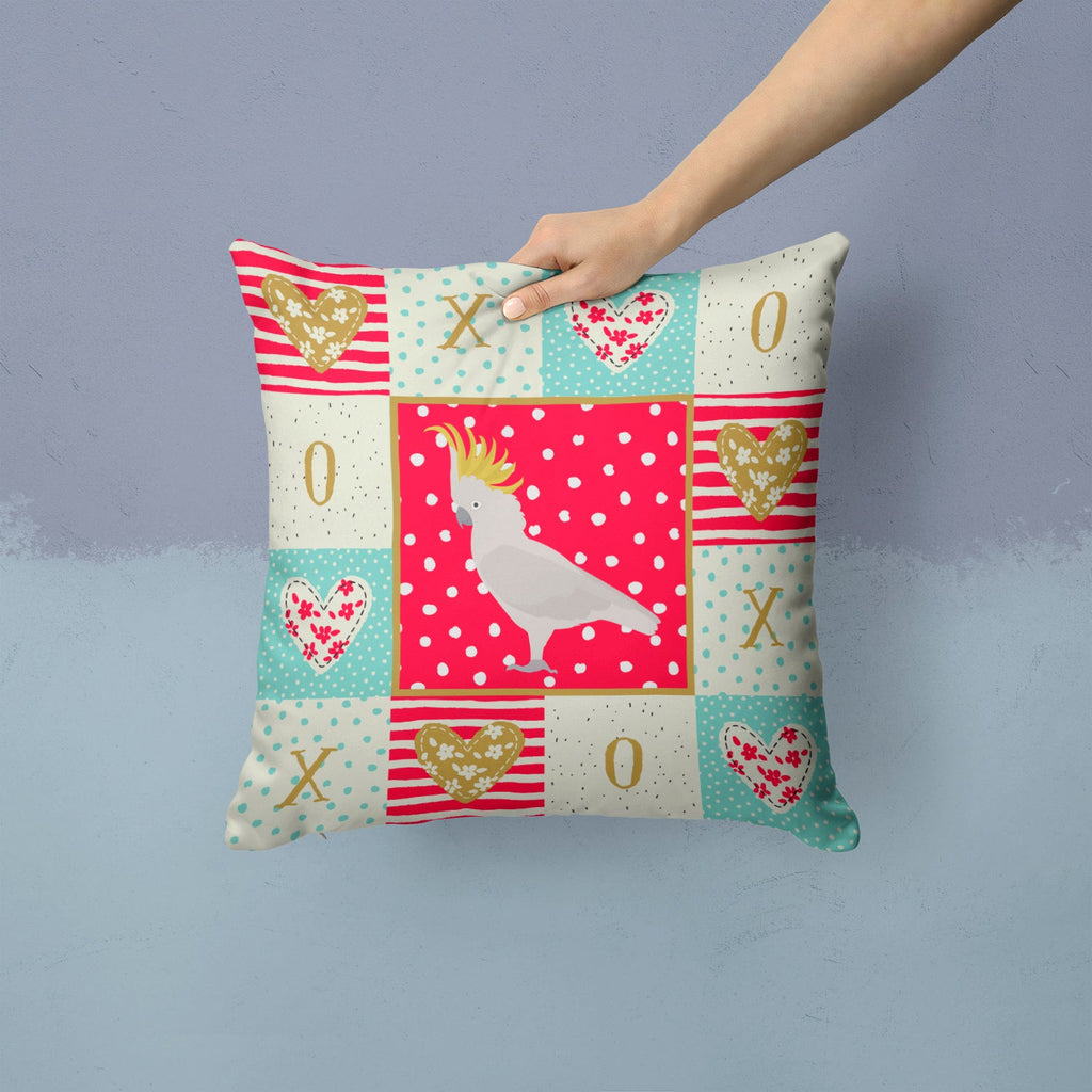 Cockatoo Love Decorative Throw Pillow 14x14 Indoor Outdoor Accent Cushion, Fabric Cover with Insert for Sofa, Bed, Porch & Living Room