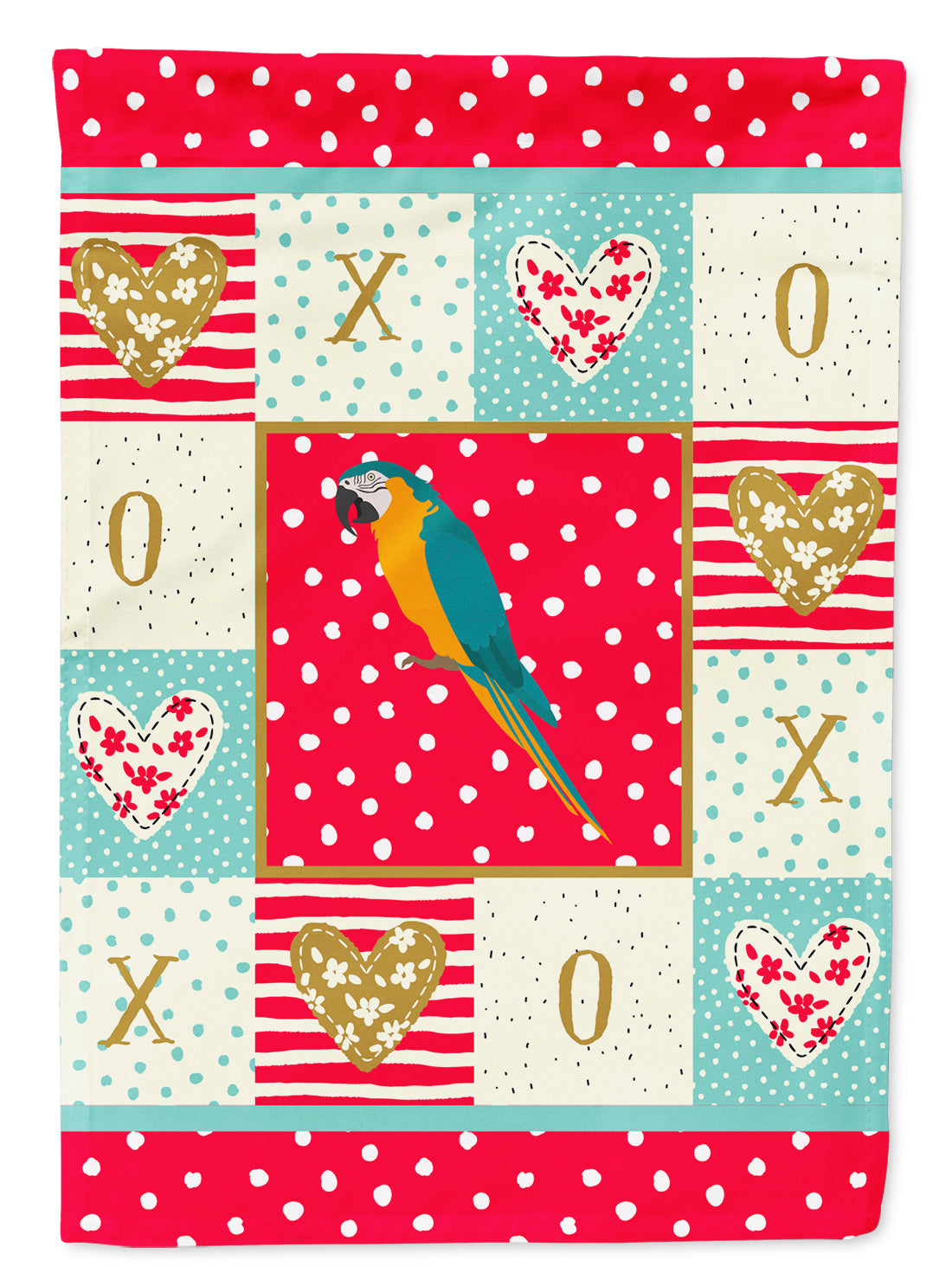 Macaw Love House Flag 28x40 Porch Sleeve Pole Decorative Outside Yard Banner Artwork Wall Hanging, Polyester