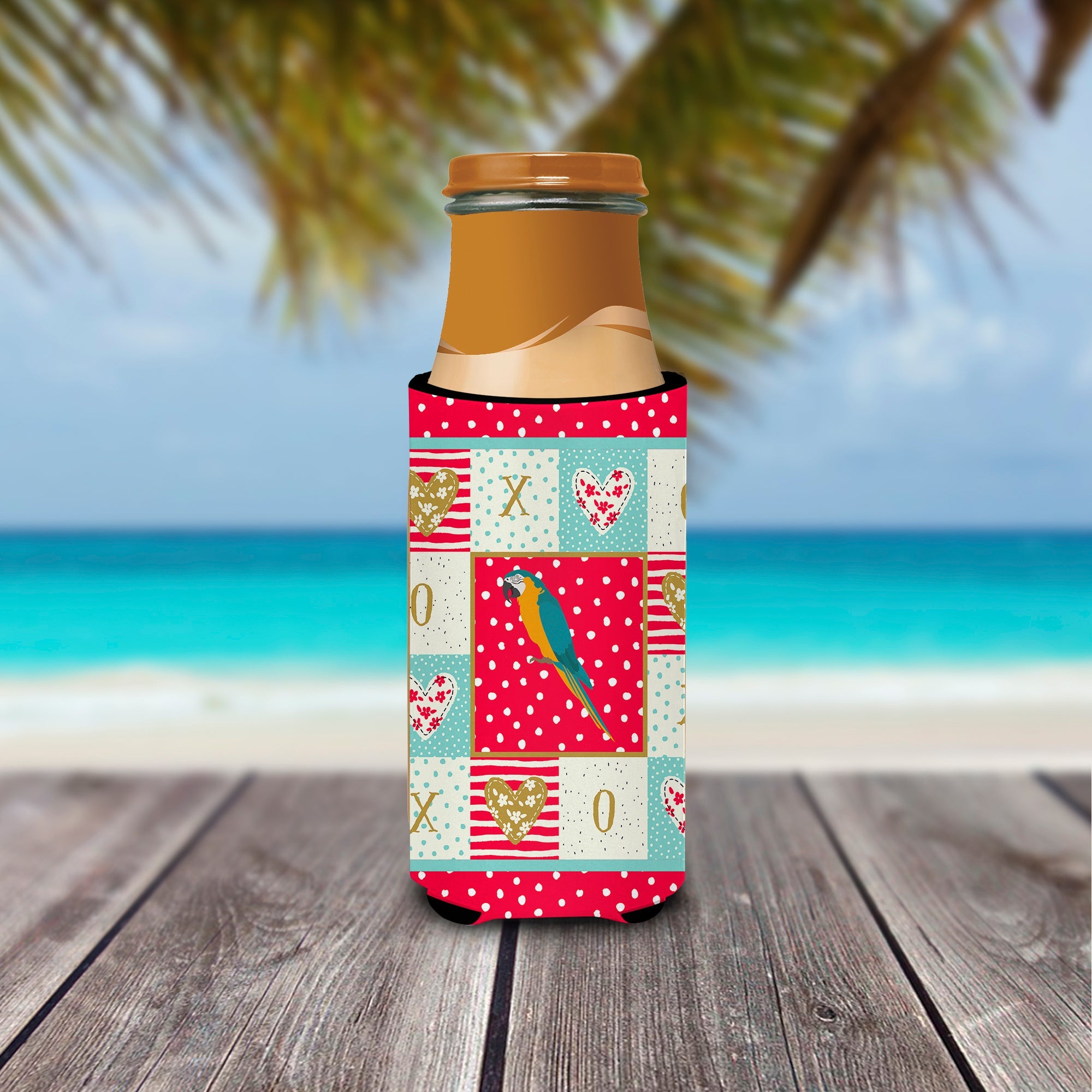 Macaw Love Slim Can Hugger , Insulated Foam Hugger for 12 oz Slim Cans, Beer Bottles & Water Bottles, Printed in USA