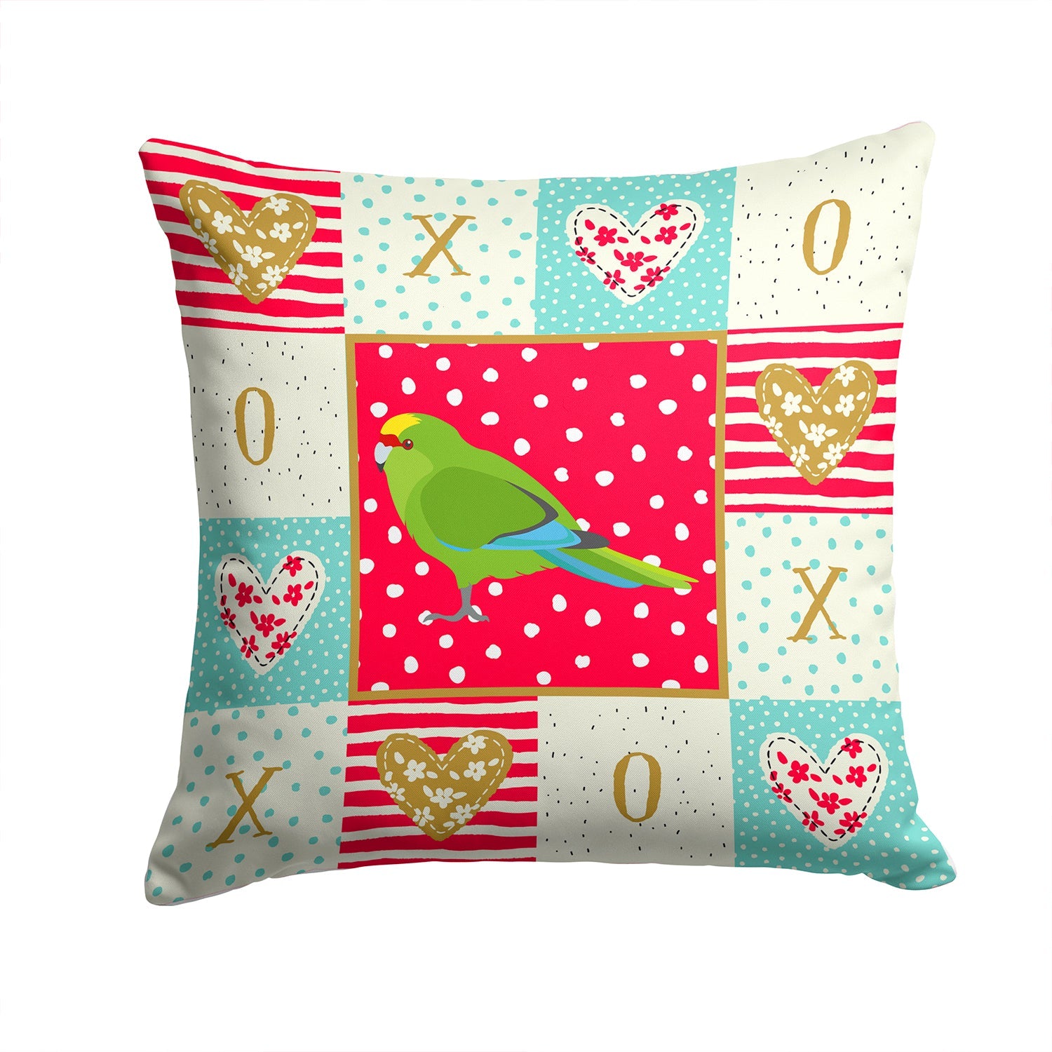 New Zealand Parakeet Love Decorative Throw Pillow 14x14 Indoor Outdoor Accent Cushion, Fabric Cover with Insert for Sofa, Bed, Porch & Living Room