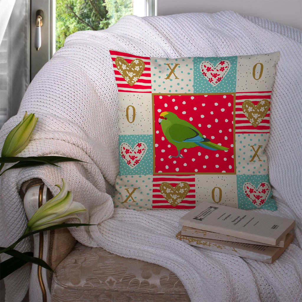 New Zealand Parakeet Love Decorative Throw Pillow 14x14 Indoor Outdoor Accent Cushion, Fabric Cover with Insert for Sofa, Bed, Porch & Living Room