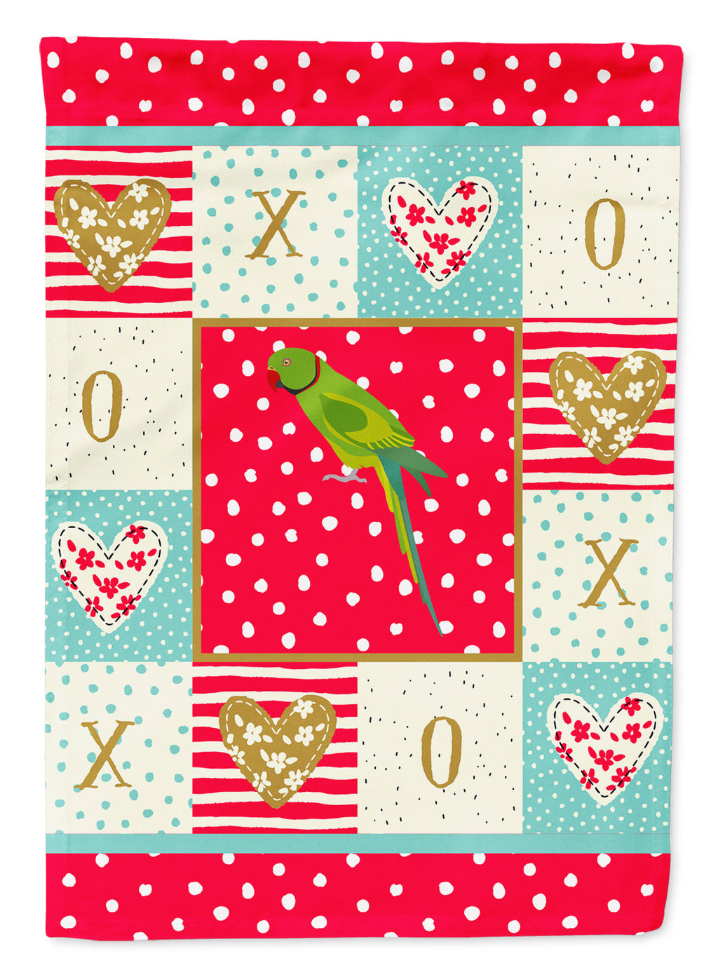 Ring-Necked Parakeet Love House Flag 28x40 Porch Sleeve Pole Decorative Outside Yard Banner Artwork Wall Hanging, Polyester