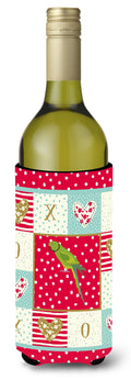 Ring-Necked Parakeet Love Wine Bottle Hugger Gift Sleeve for Standard 750 ml Bottles, Insulated Reusable Also Fits Mini Shot & Pint Bottles