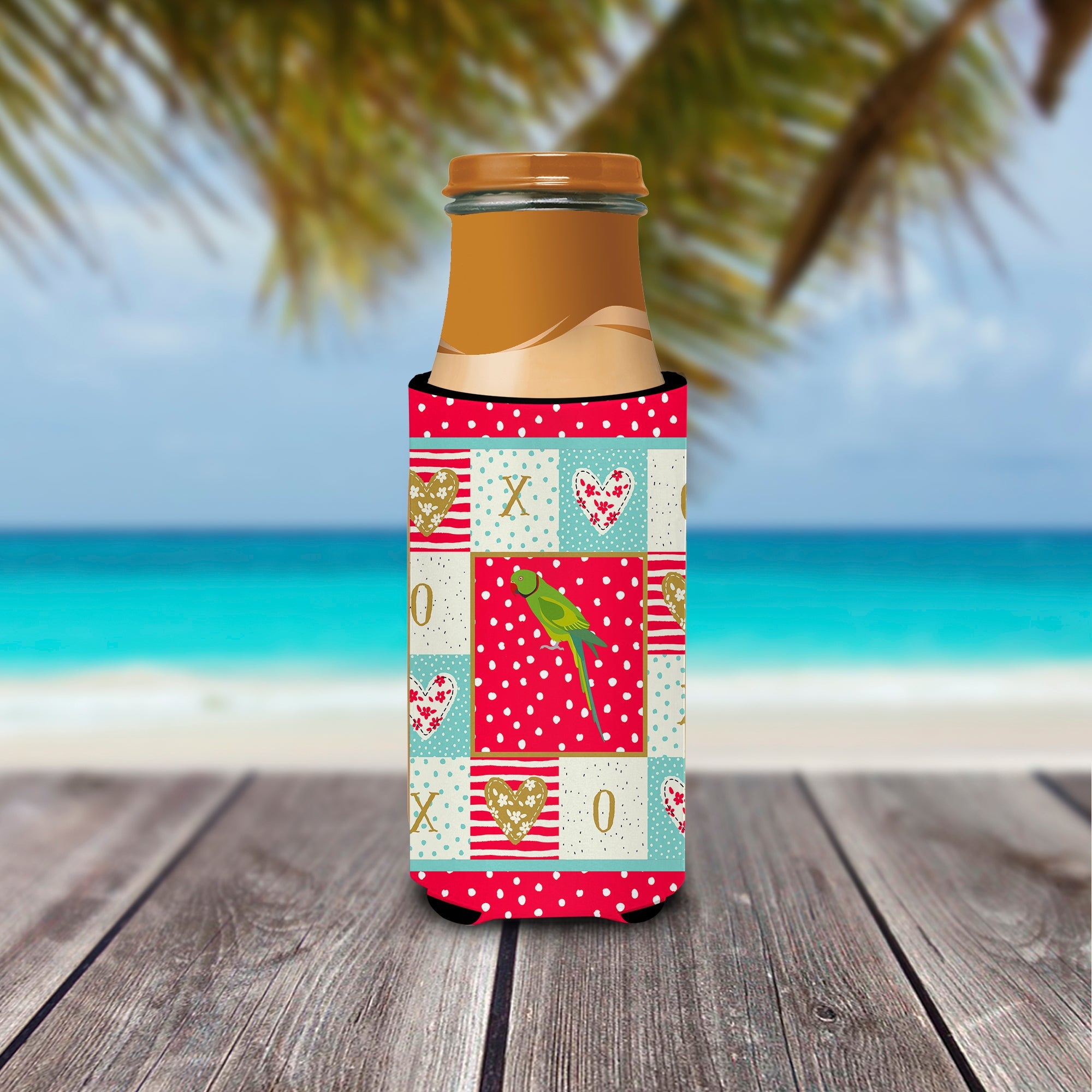 Ring-Necked Parakeet Love Slim Can Hugger , Insulated Foam Hugger for 12 oz Slim Cans, Beer Bottles & Water Bottles, Printed in USA