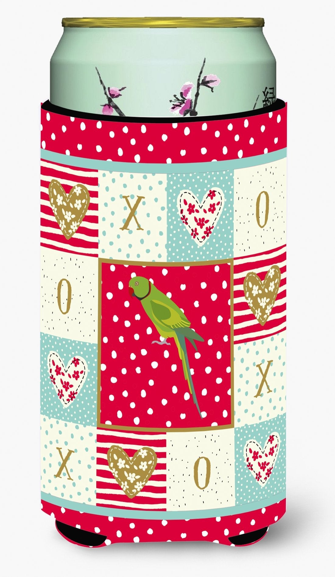 Ring-Necked Parakeet Love Tall Boy Hugger Can Cooler Sleeve Machine Washable Drink Collapsible Insulator Beverage Insulated Holder