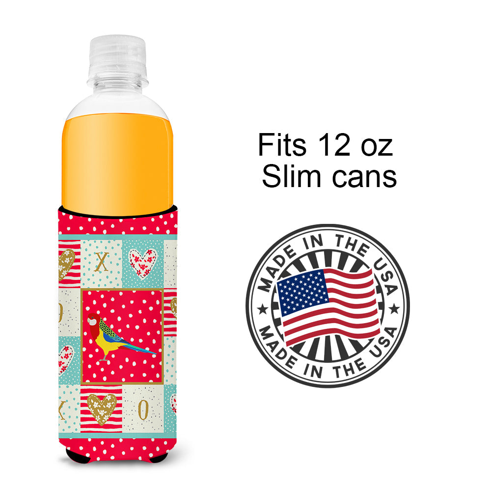 Rosella Love Slim Can Hugger , Insulated Foam Hugger for 12 oz Slim Cans, Beer Bottles & Water Bottles, Printed in USA
