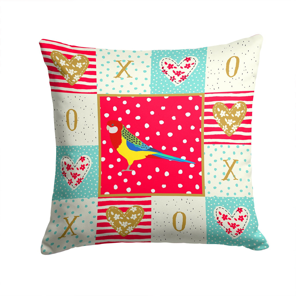 Rosella Love Decorative Throw Pillow 14x14 Indoor Outdoor Accent Cushion, Fabric Cover with Insert for Sofa, Bed, Porch & Living Room