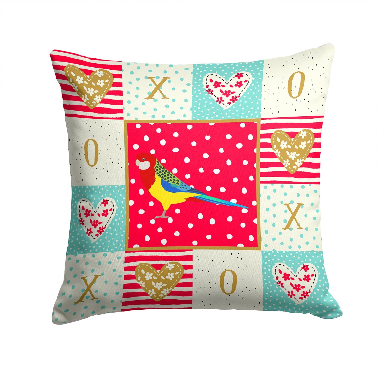 Rosella Love Decorative Throw Pillow 14x14 Indoor Outdoor Accent Cushion, Fabric Cover with Insert for Sofa, Bed, Porch & Living Room