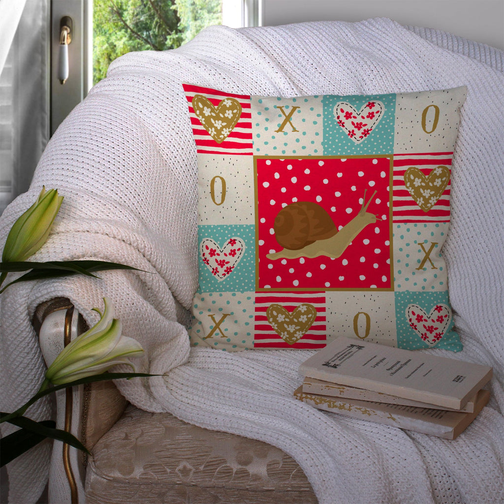 Garden Snail Decorative Throw Pillow 14x14 Indoor Outdoor Accent Cushion, Fabric Cover with Insert for Sofa, Bed, Porch & Living Room