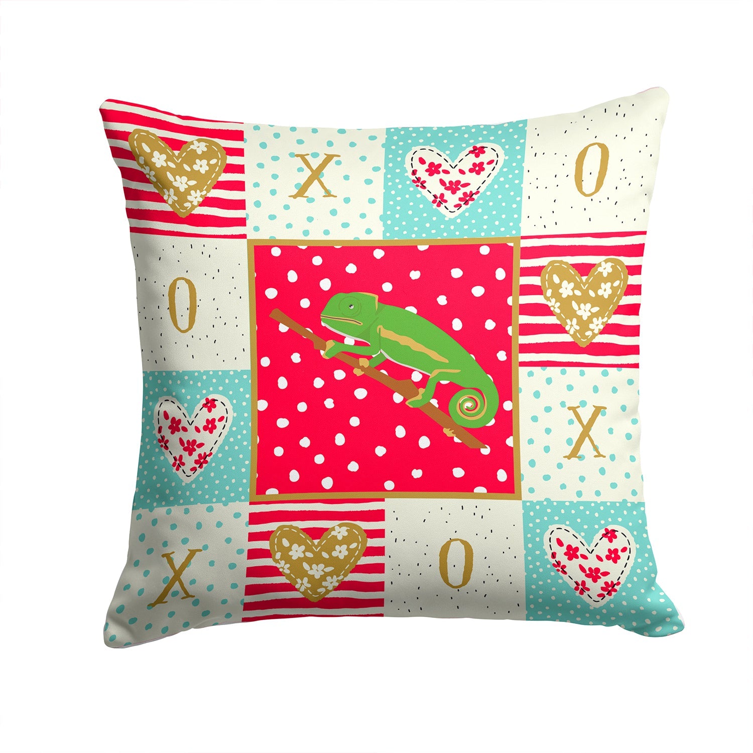 Chameleon Decorative Throw Pillow 14x14 Indoor Outdoor Accent Cushion, Fabric Cover with Insert for Sofa, Bed, Porch & Living Room