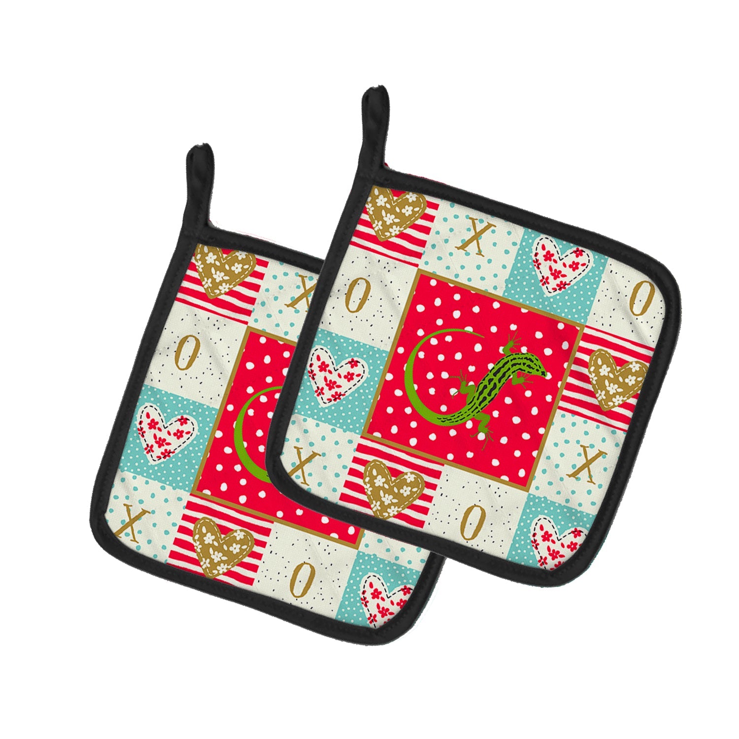 Lizard Pot Holder Set of 2 Heat Resistant Quilted Hot Pads 7.5 x 7.5 Inch, Insulated Kitchen Trivets for Cooking & Baking